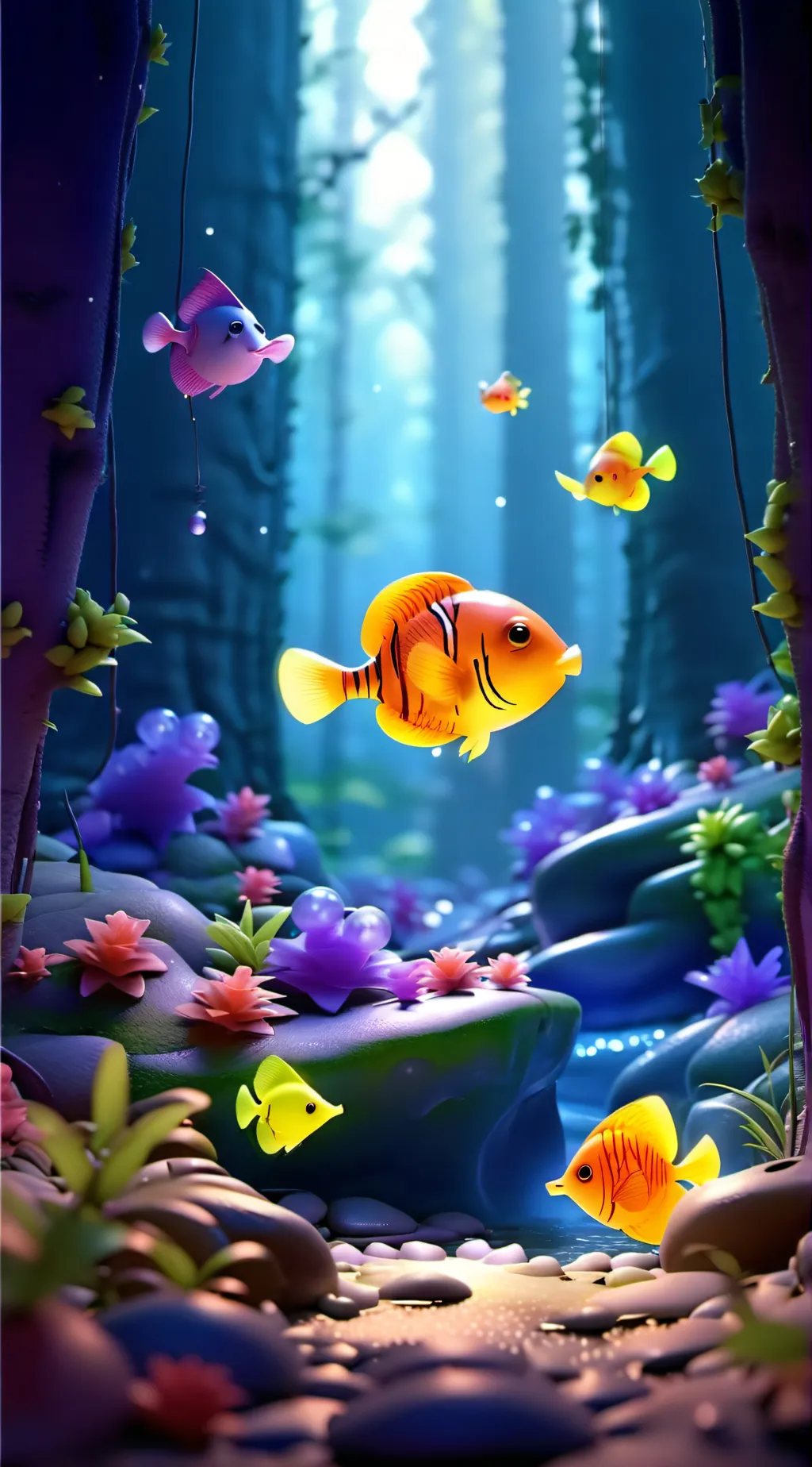ai character: Smiling critters background