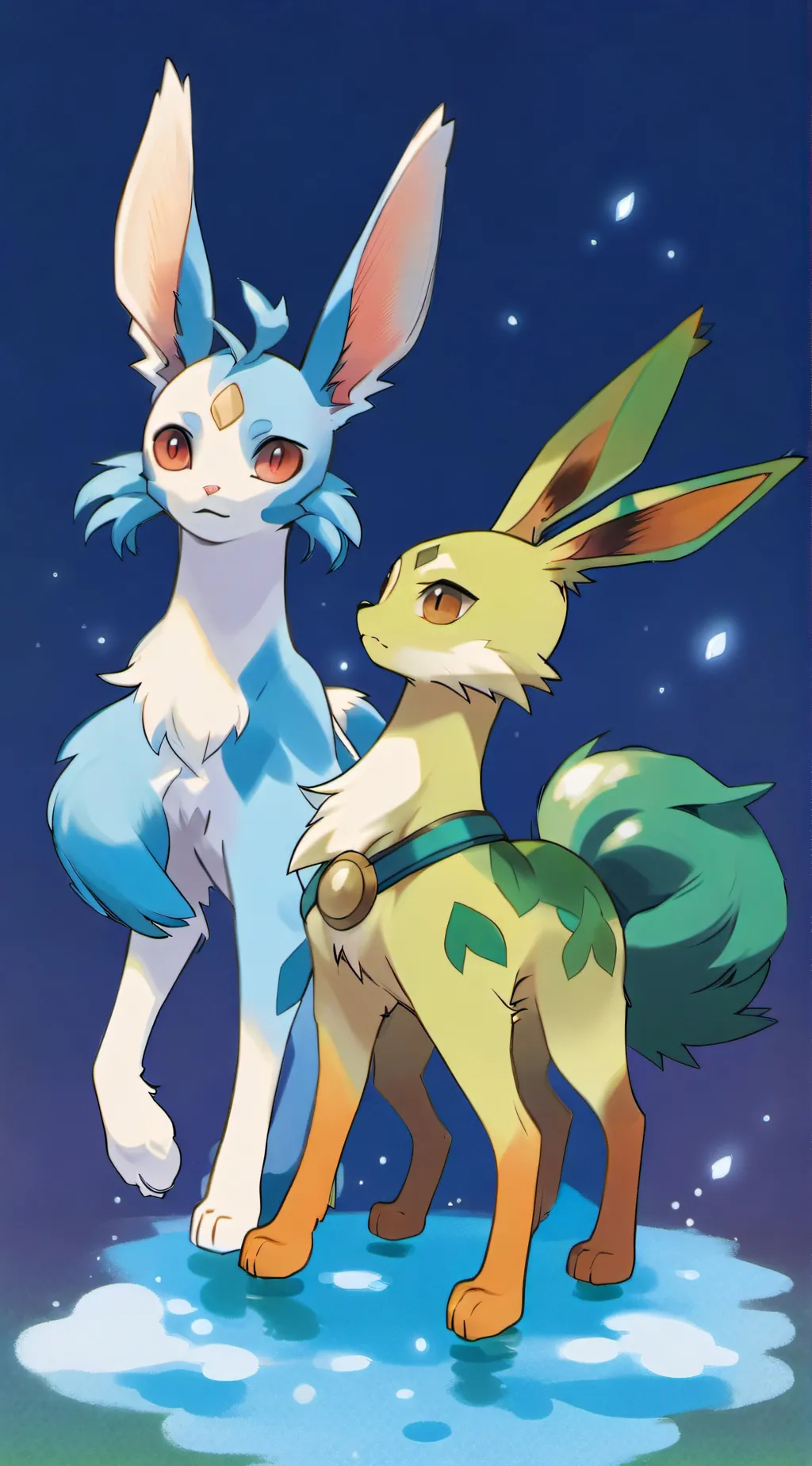 ai character: glaceon & leafeon  background