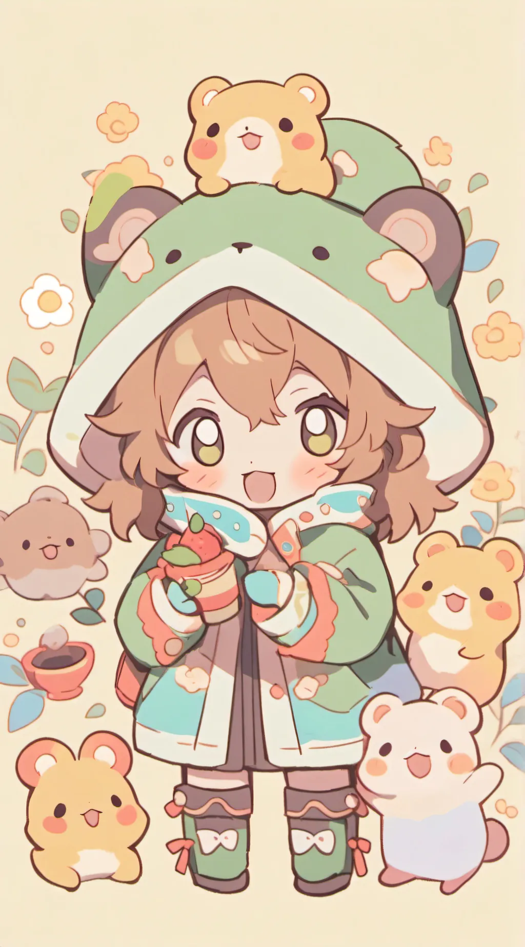 ai character: smiling critters  background