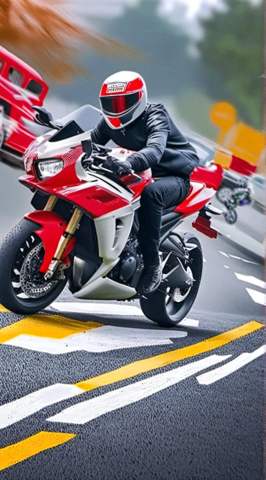 ai character: Motorcycle man background