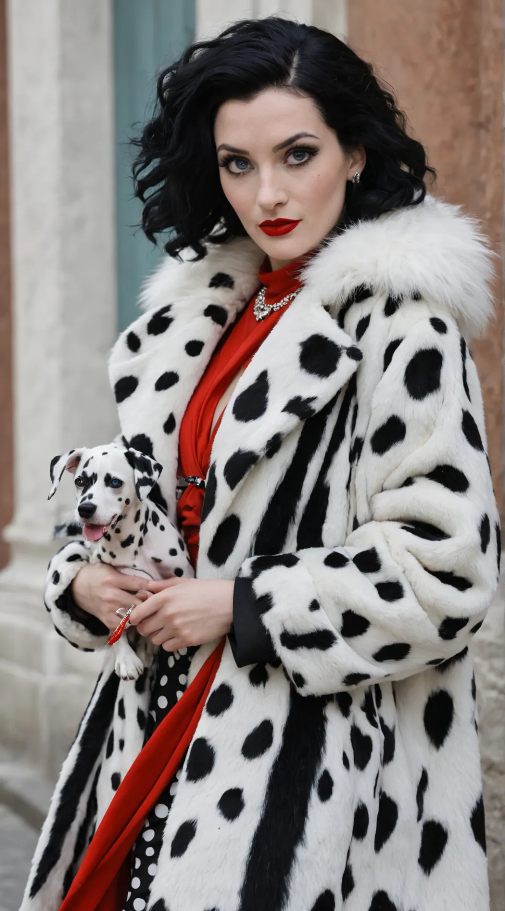 ai character: Cruella Deville  background