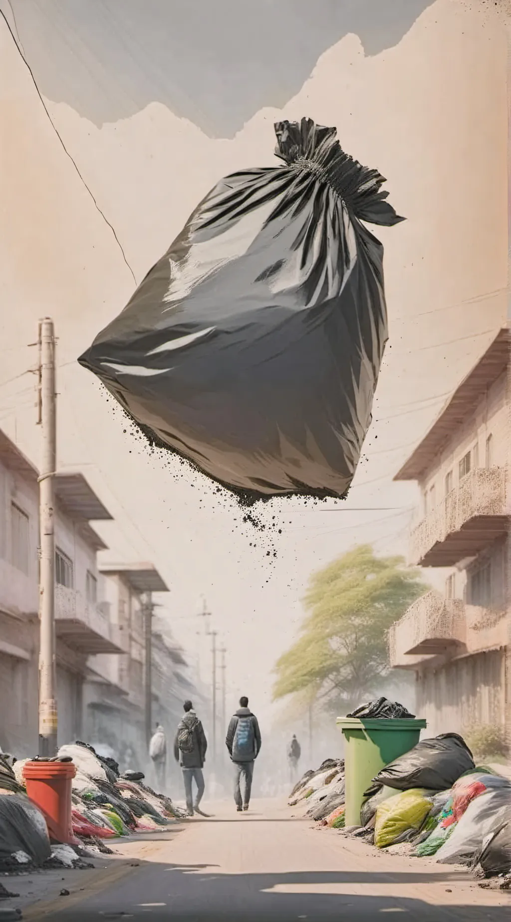 ai character: garbage bag pet background