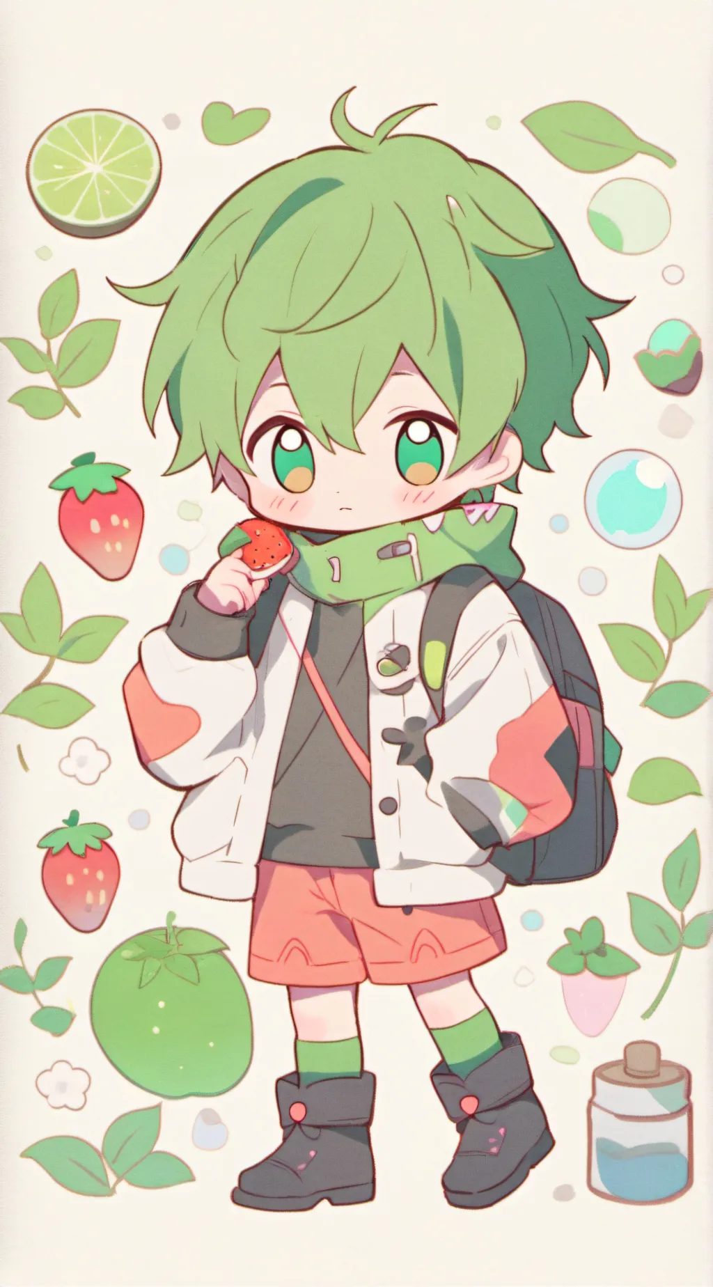 ai character: Deku as a chibi  background