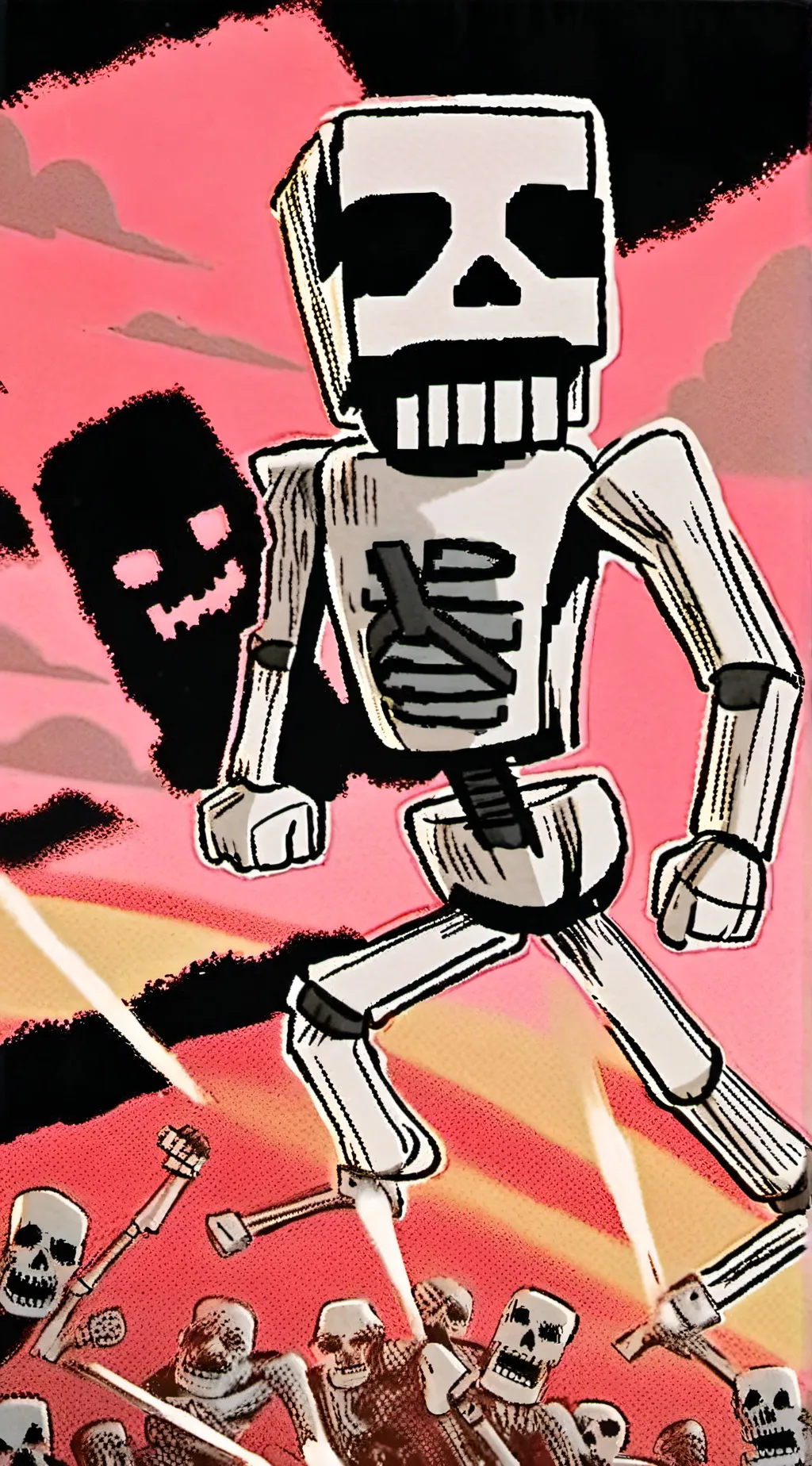 ai character: Minecraft skeleton background