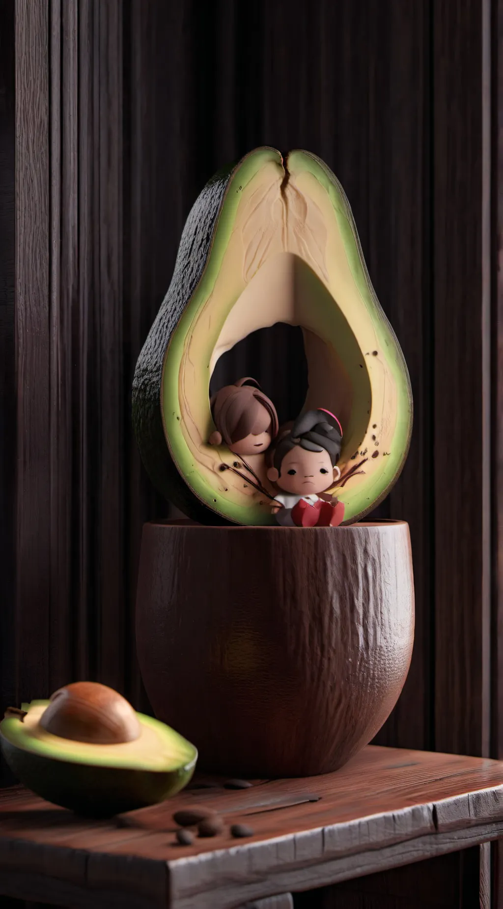 ai character: avocado avado background