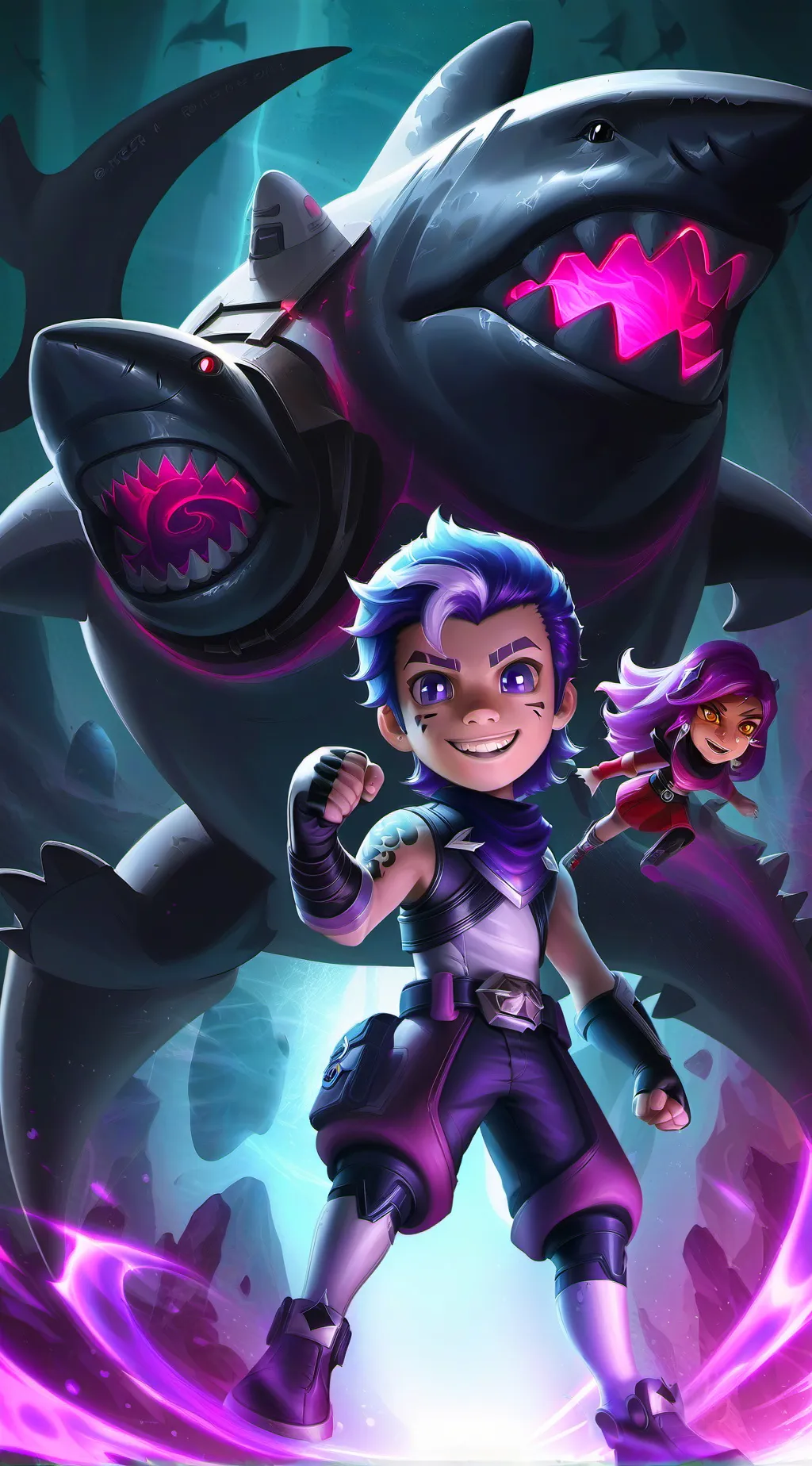 ai character: sharkboy,lg, max background