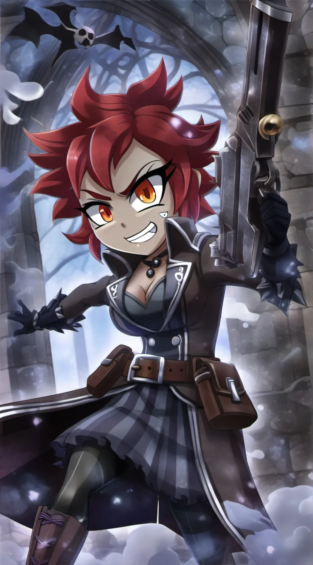ai character: Fiona: gey tails background
