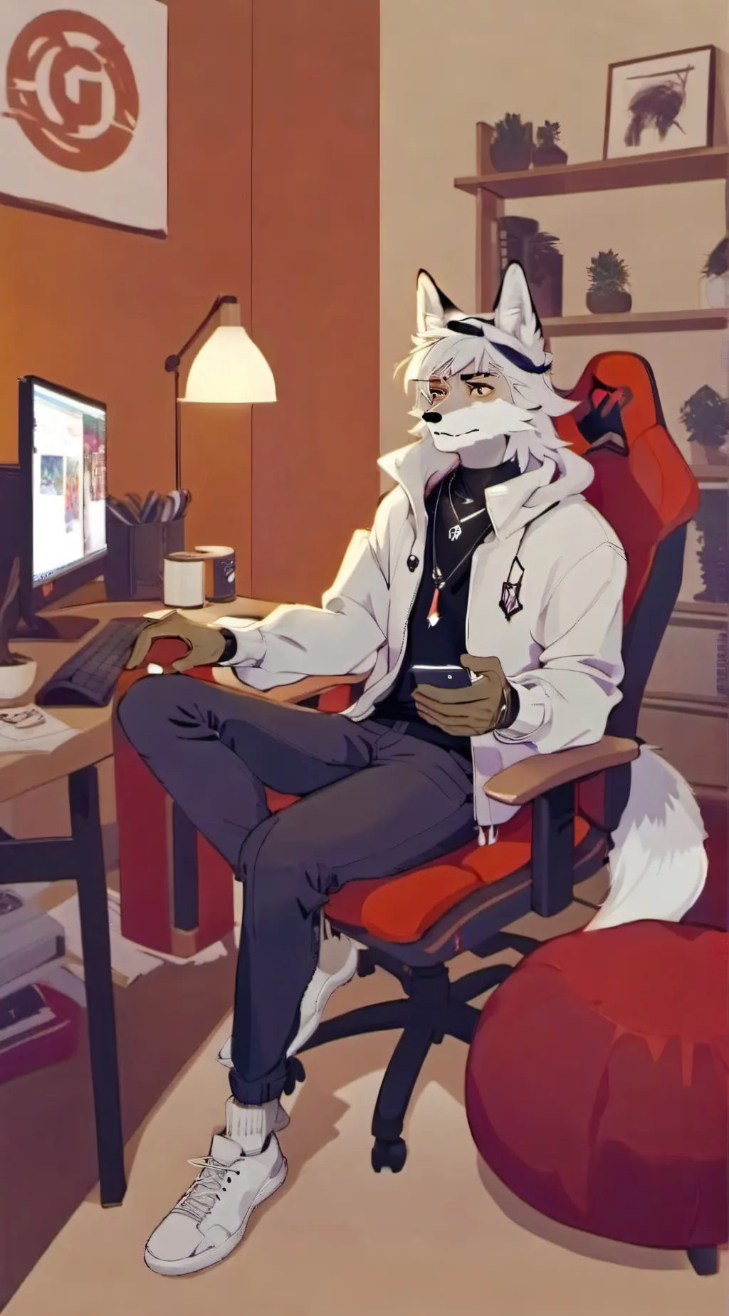 ai character: Red background