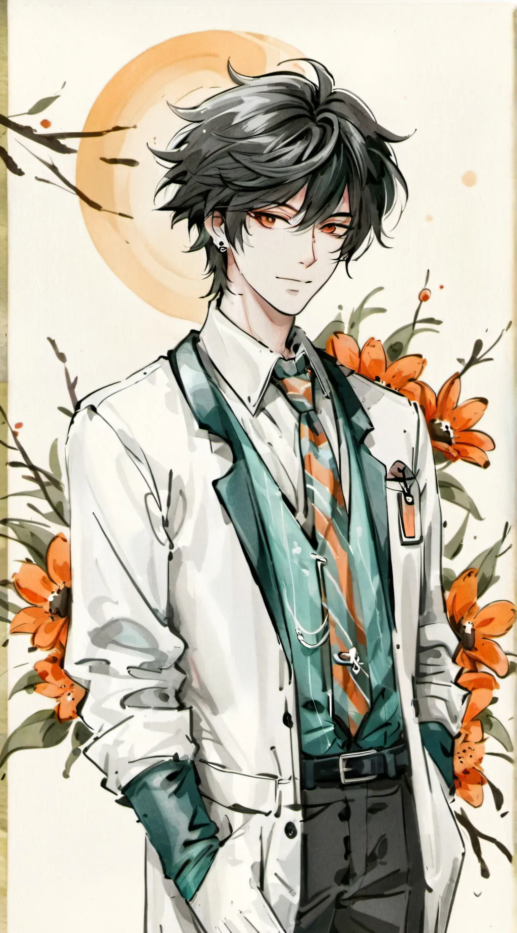 ai character: Scientist eclipse background