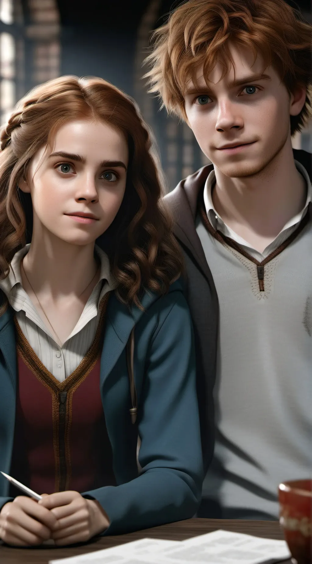 ai character: Ron and Hermione background