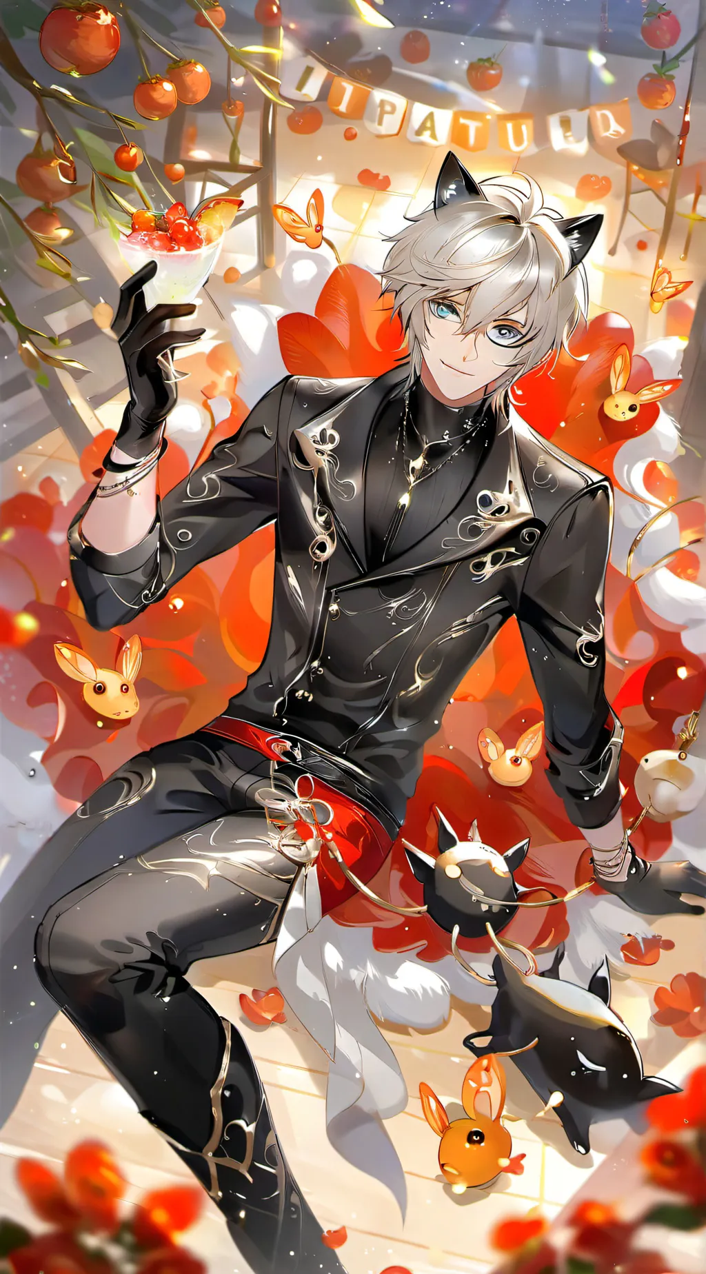 ai character: Chat noir (drunk)  background