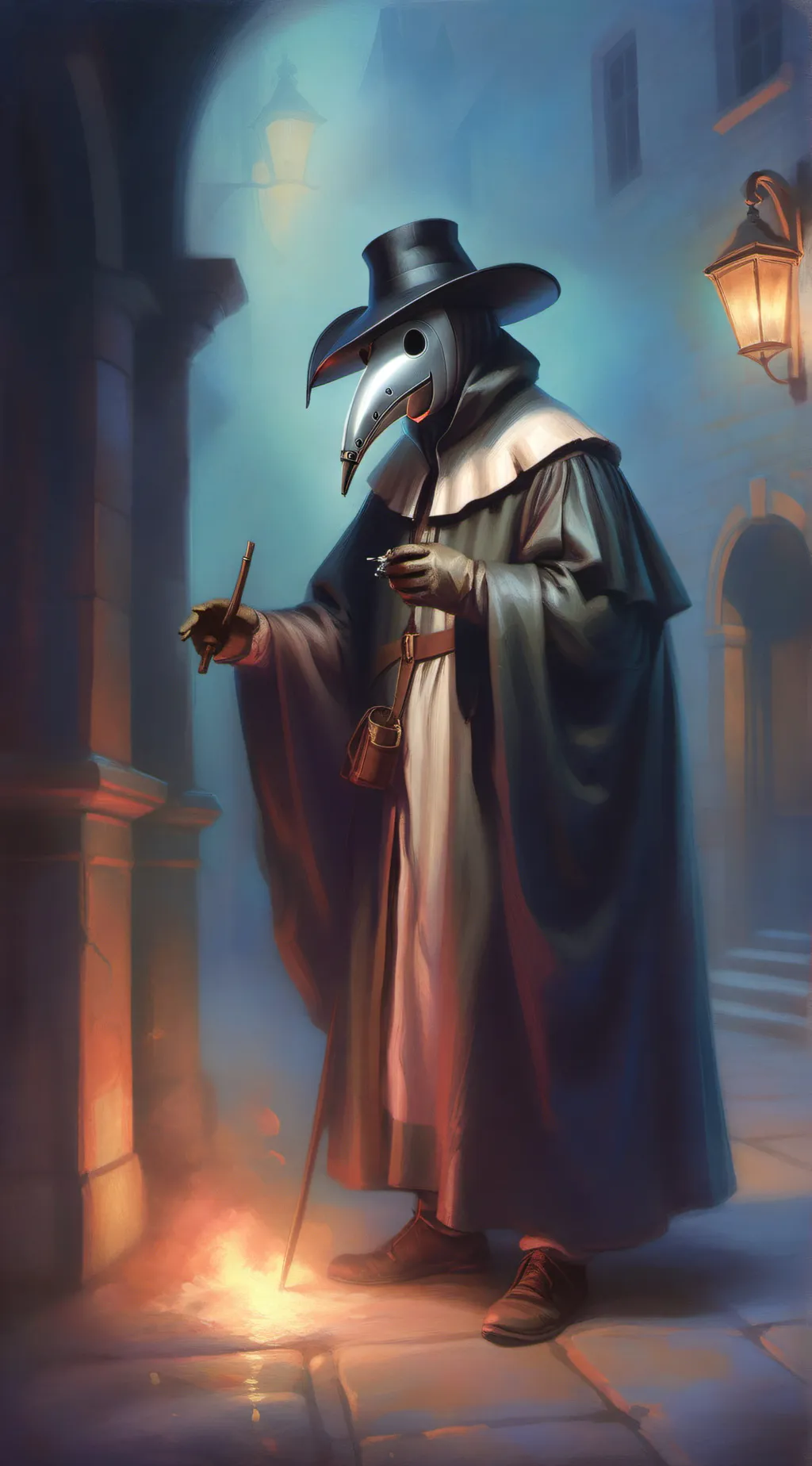ai character: Plague doctor  background