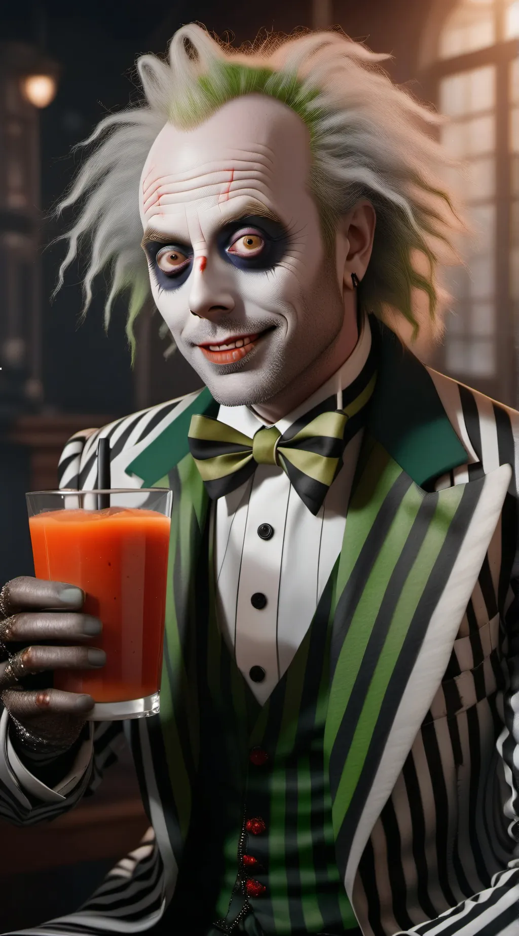 ai character: Beetlejuice  background