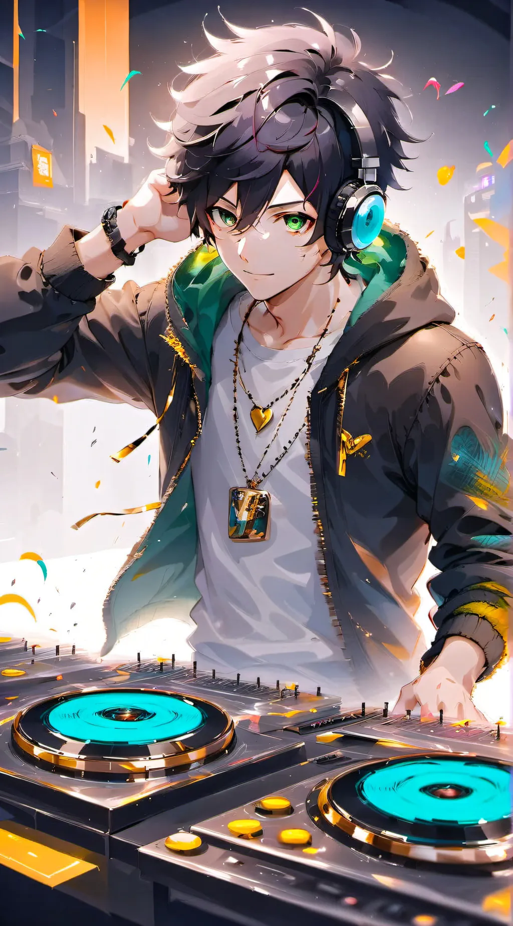 ai character: Dj atom background
