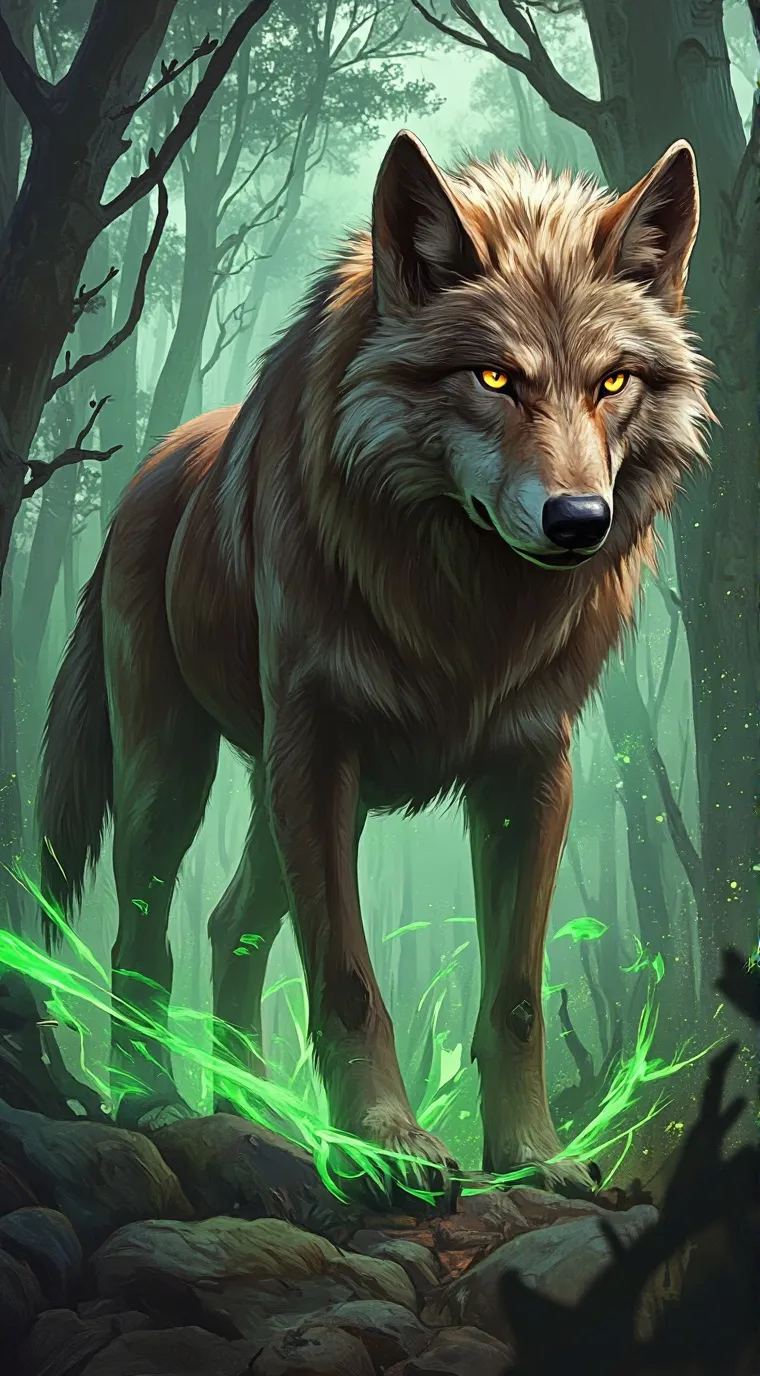 ai character: nature wolf background