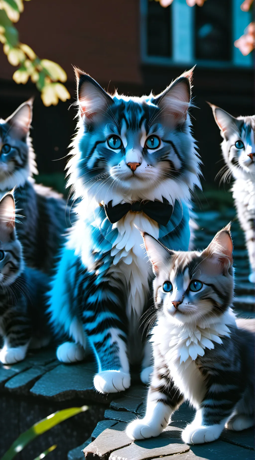 ai character: a lot of cats background