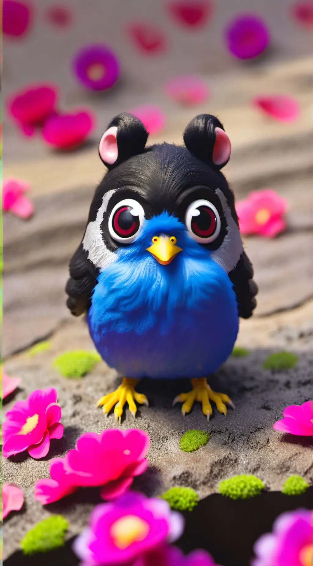ai character: furby  background