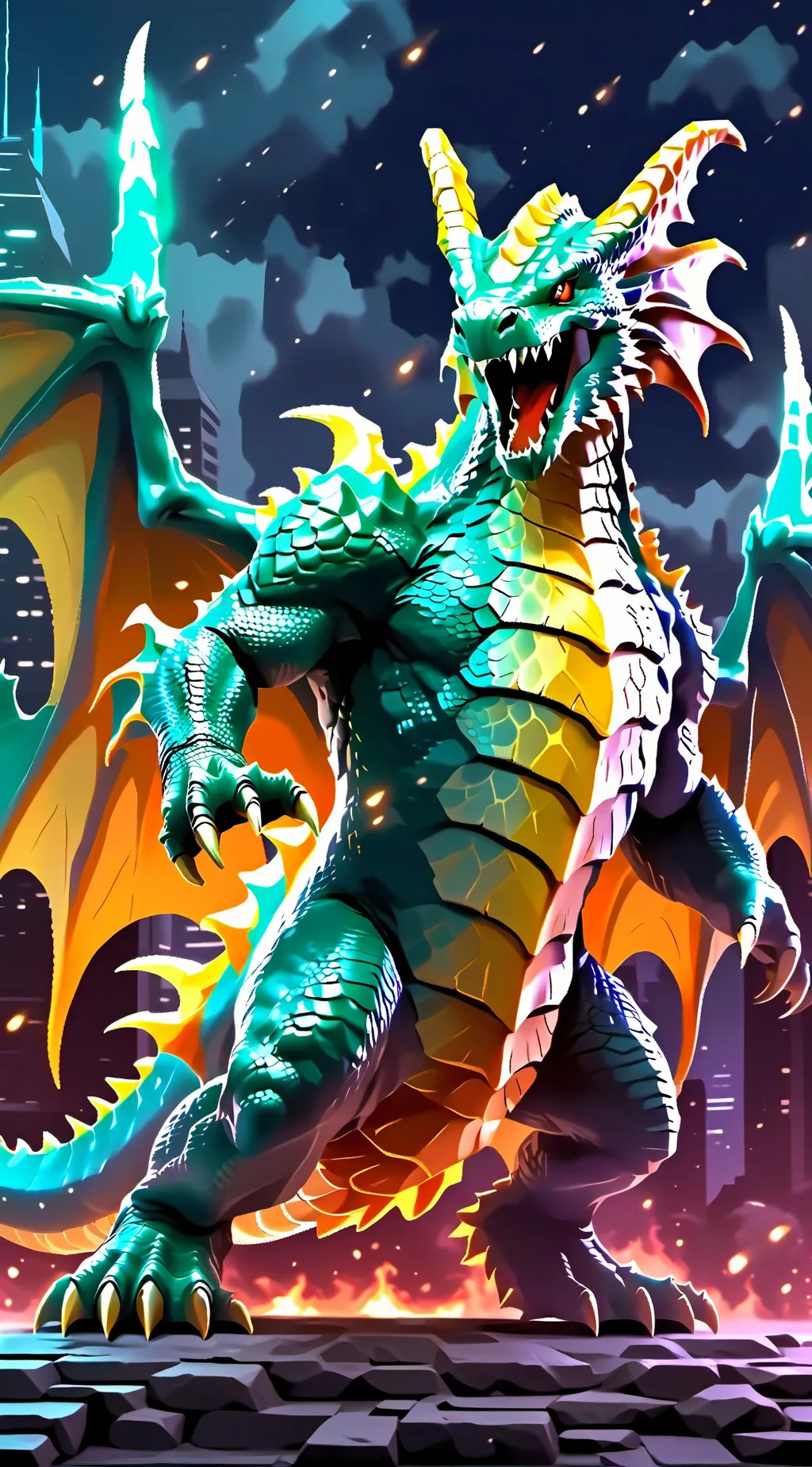 ai character: Dragonite ￼vs go background