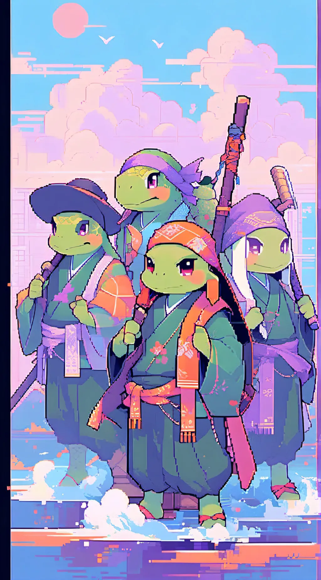 ai character: TMNTMM ❤️🧡💙💜🐢 background