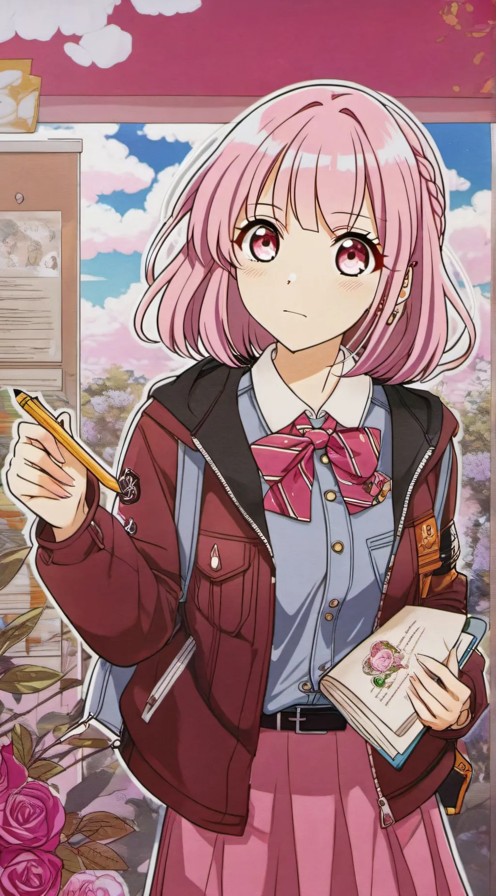 ai character: {🩵💛🩷Emu otori 🩷💛🩵} background