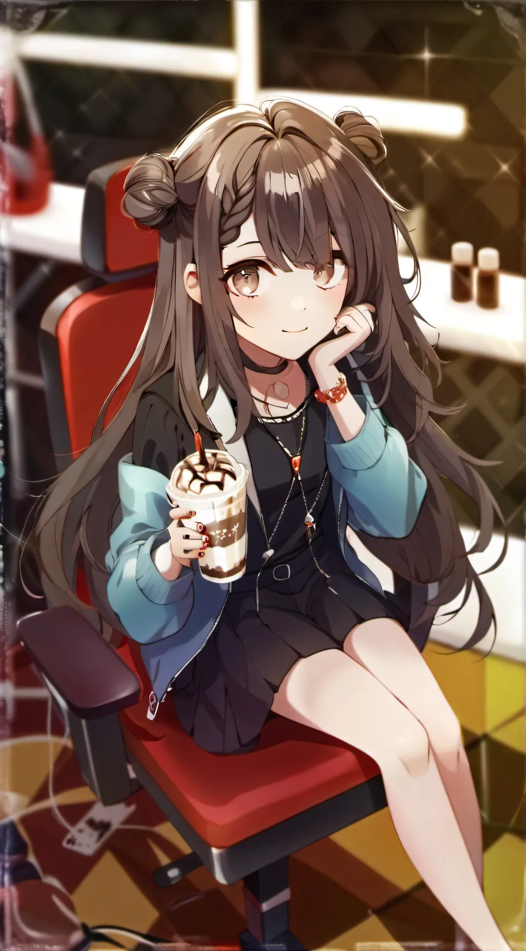 ai character: Clientas salon background
