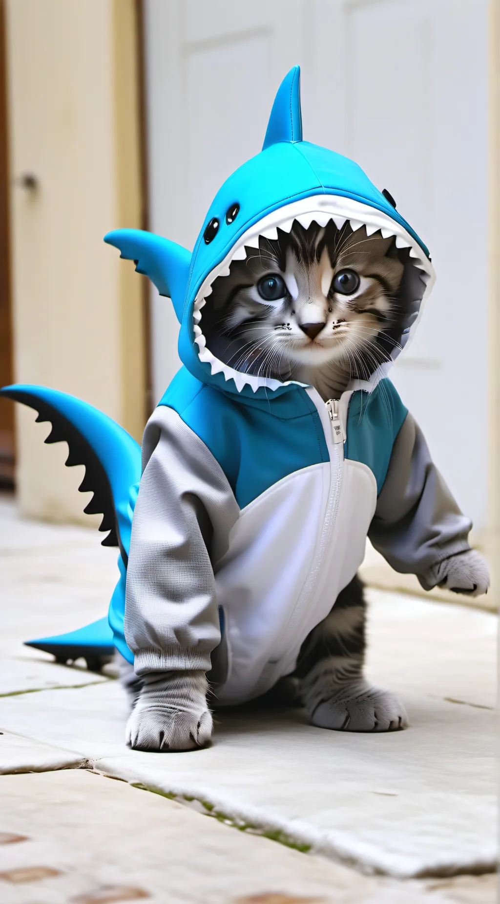 ai character: cute shark kitten background