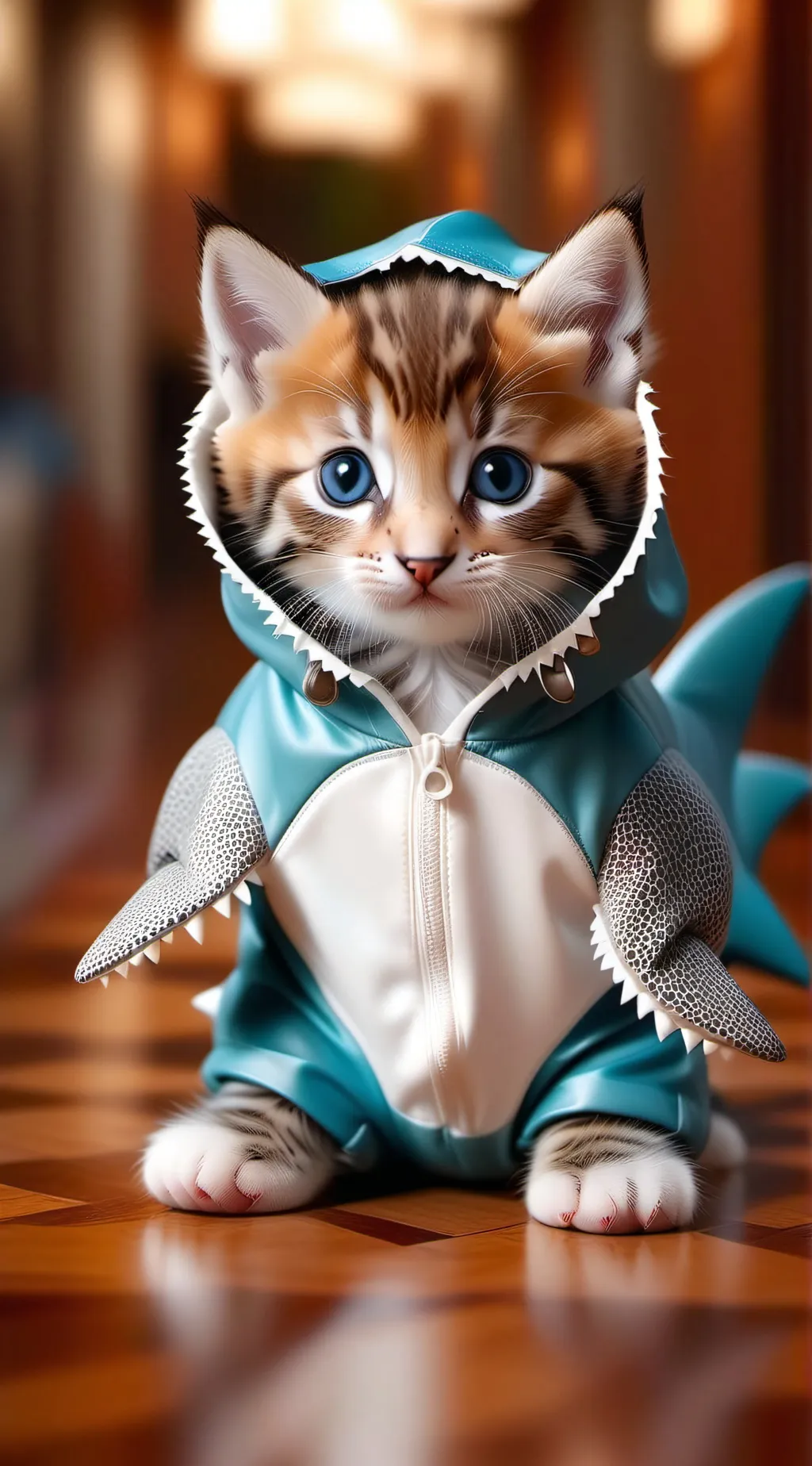 ai character: cute lil shark cat background
