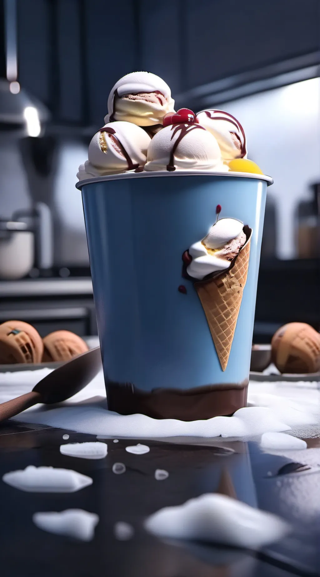 ai character: Ice cream ￼ background