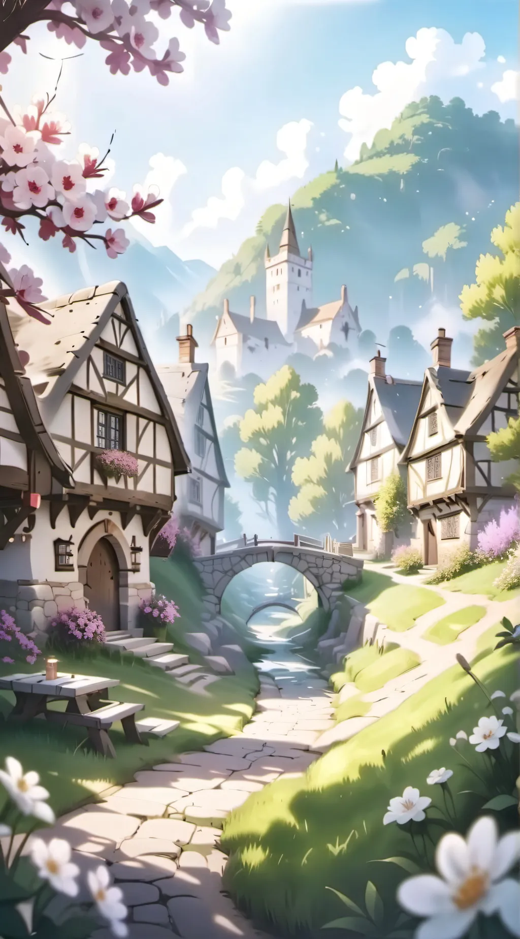 ai character: Medieval Village  background