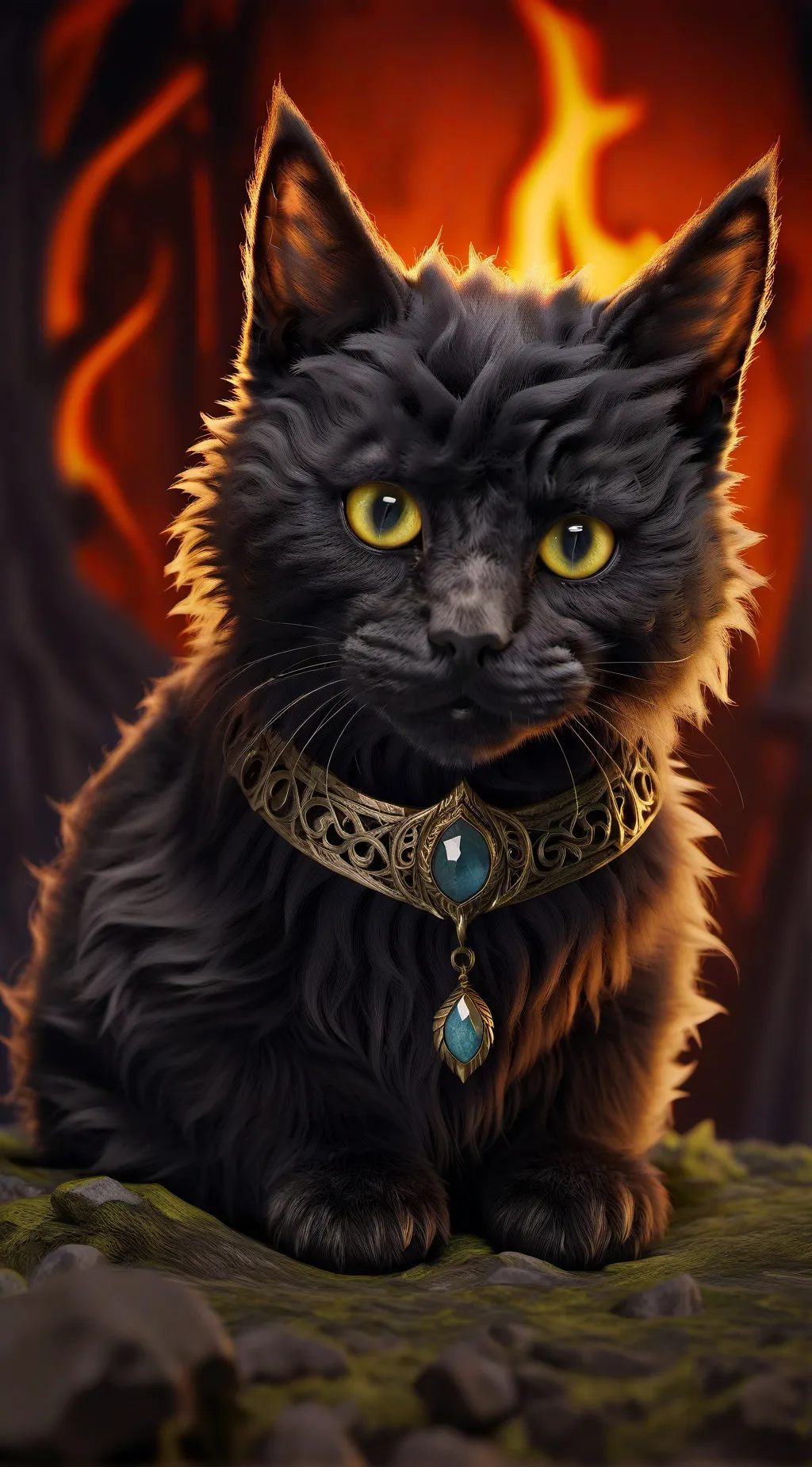 ai character: kitten morgoth  background