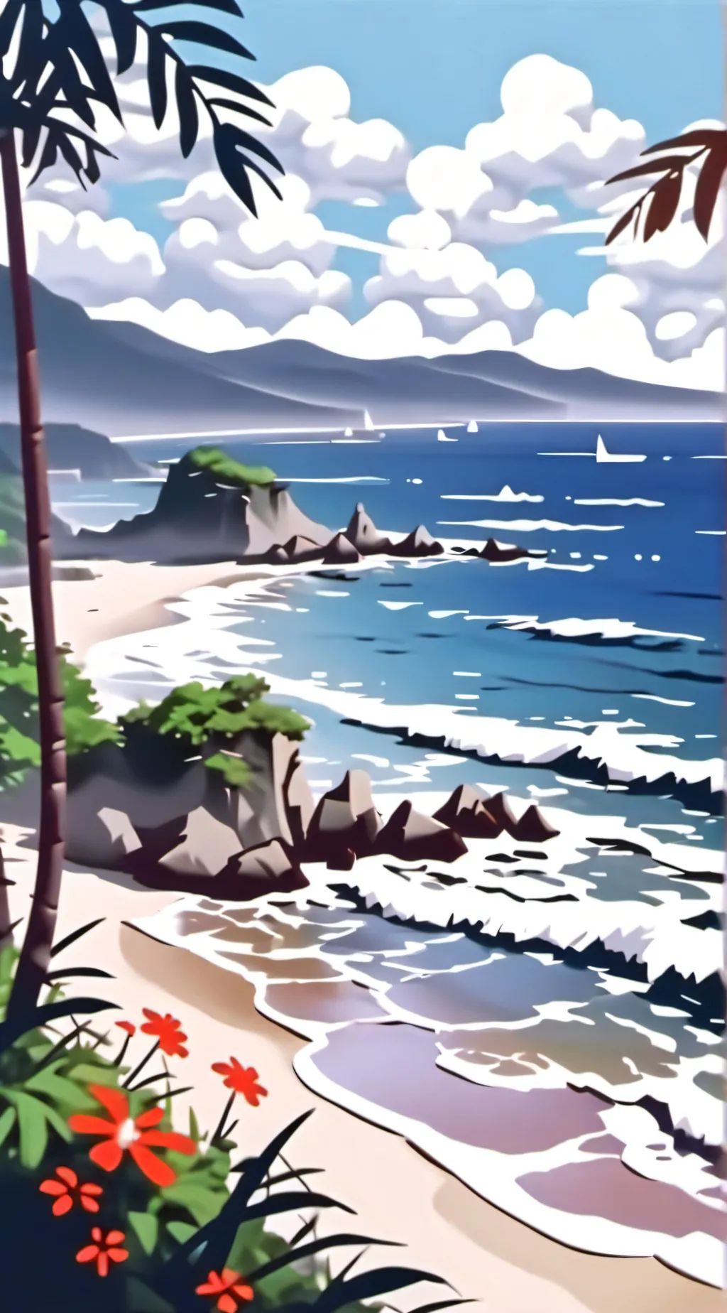 ai character: MHA beach background
