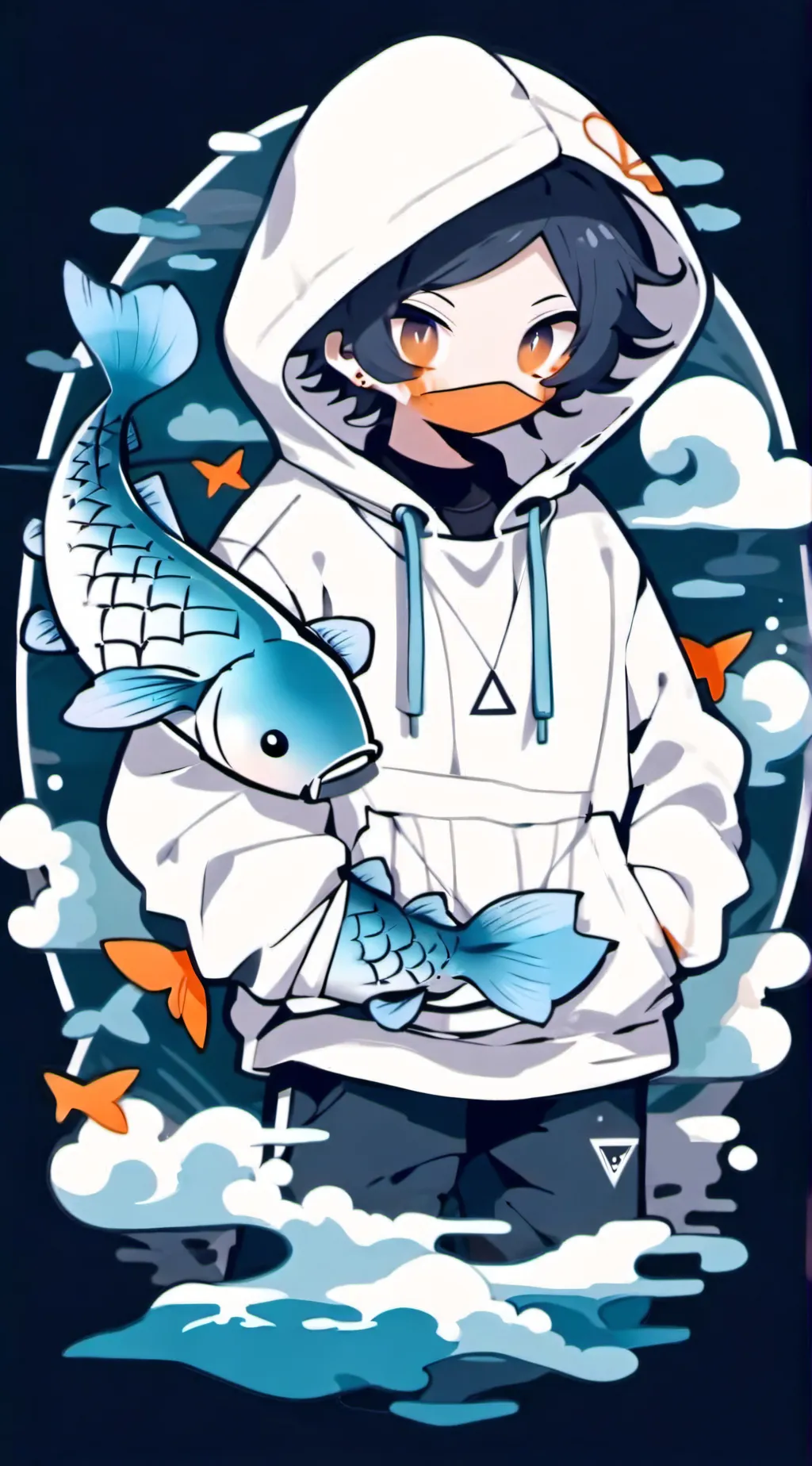 ai character: Fish guy? ( OC ) background