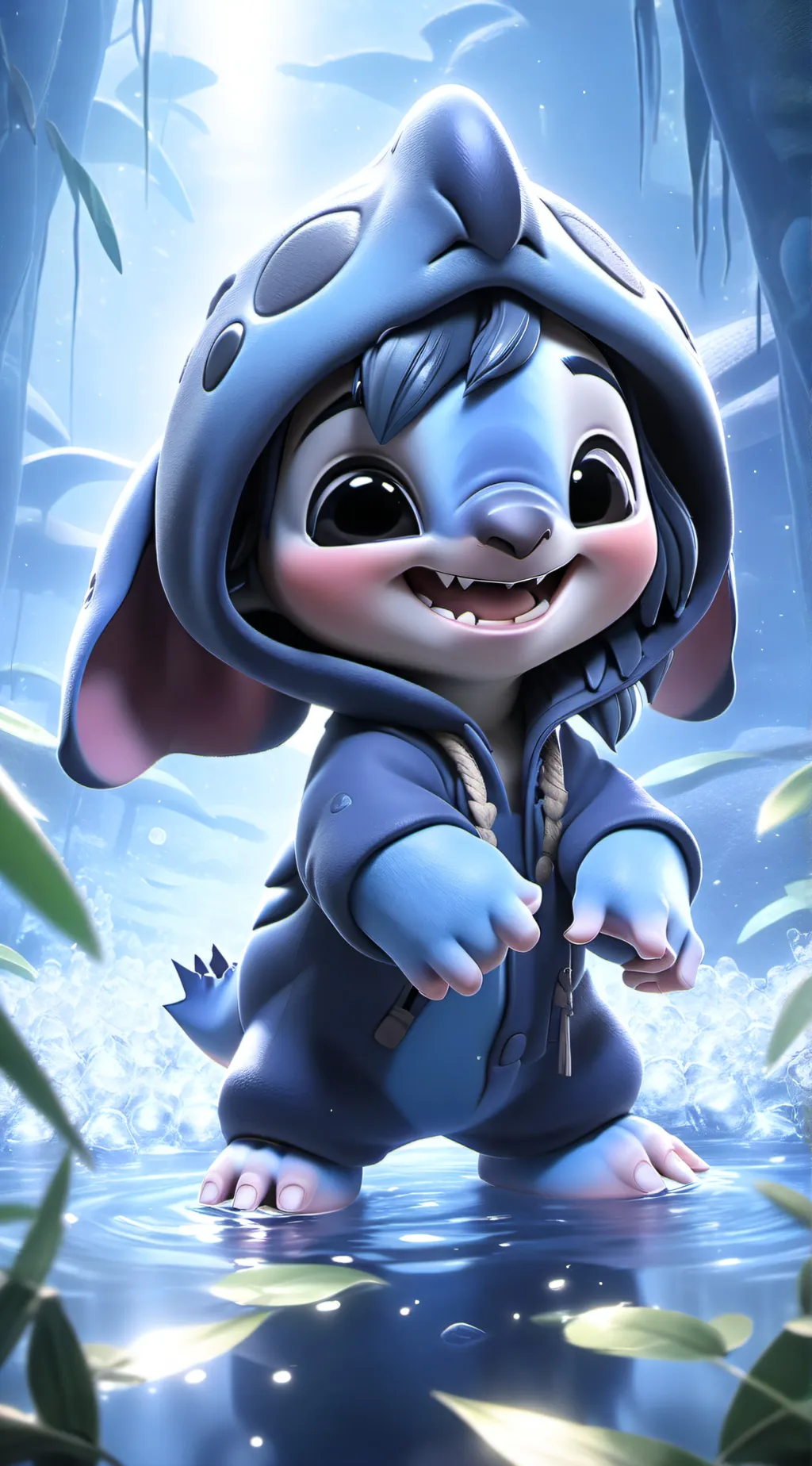 ai character: Stitch  background