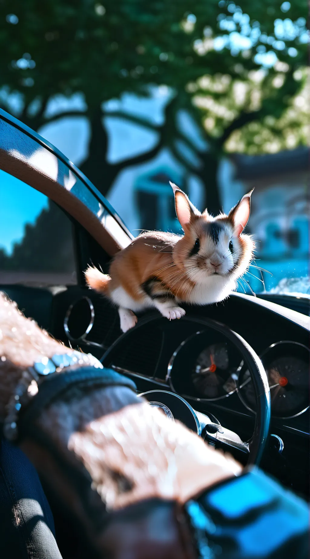 ai character: road trip with pet background