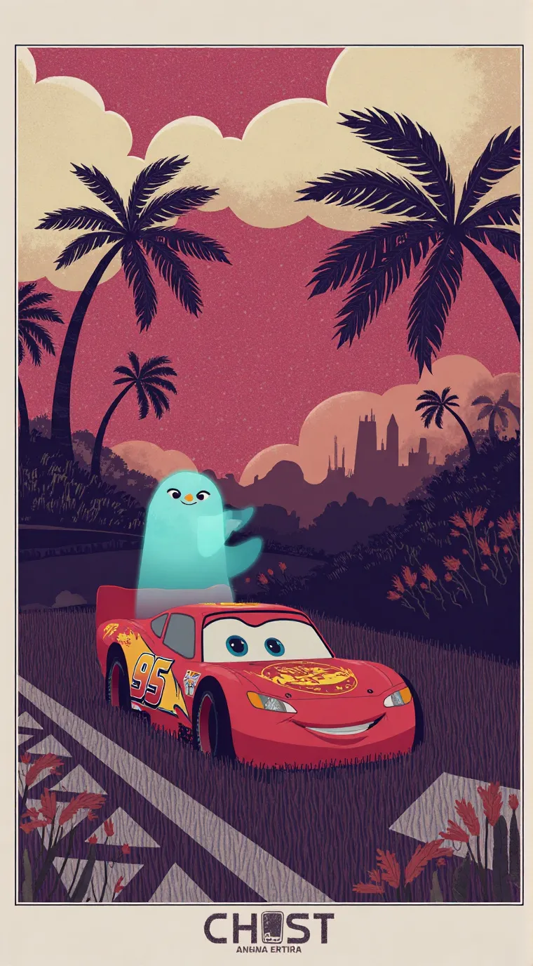 ai character: Lightning McQueen  background