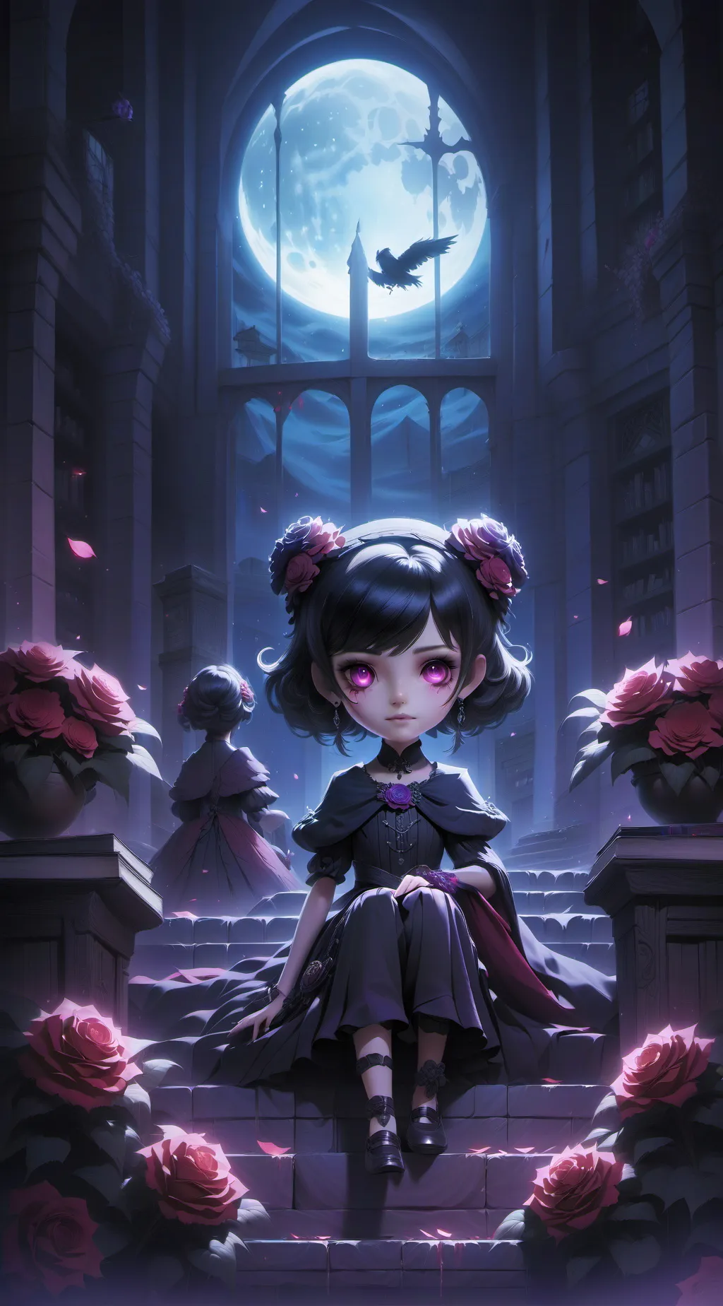 ai character: NIGHTBOOKS background