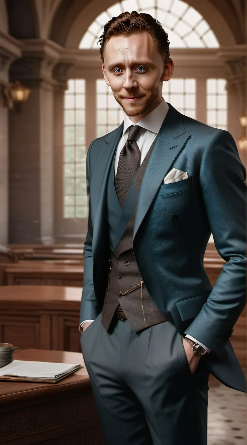 ai character: Tom Hiddleston  background