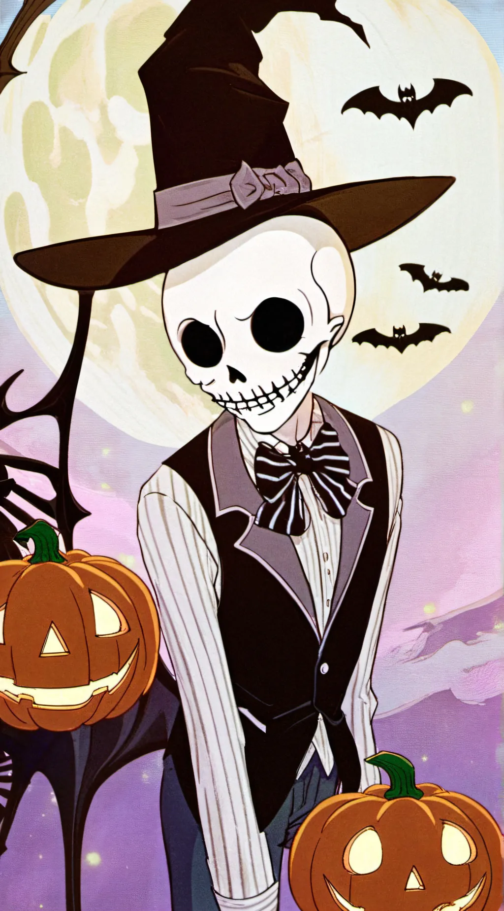 ai character:  Halloween skeleto background