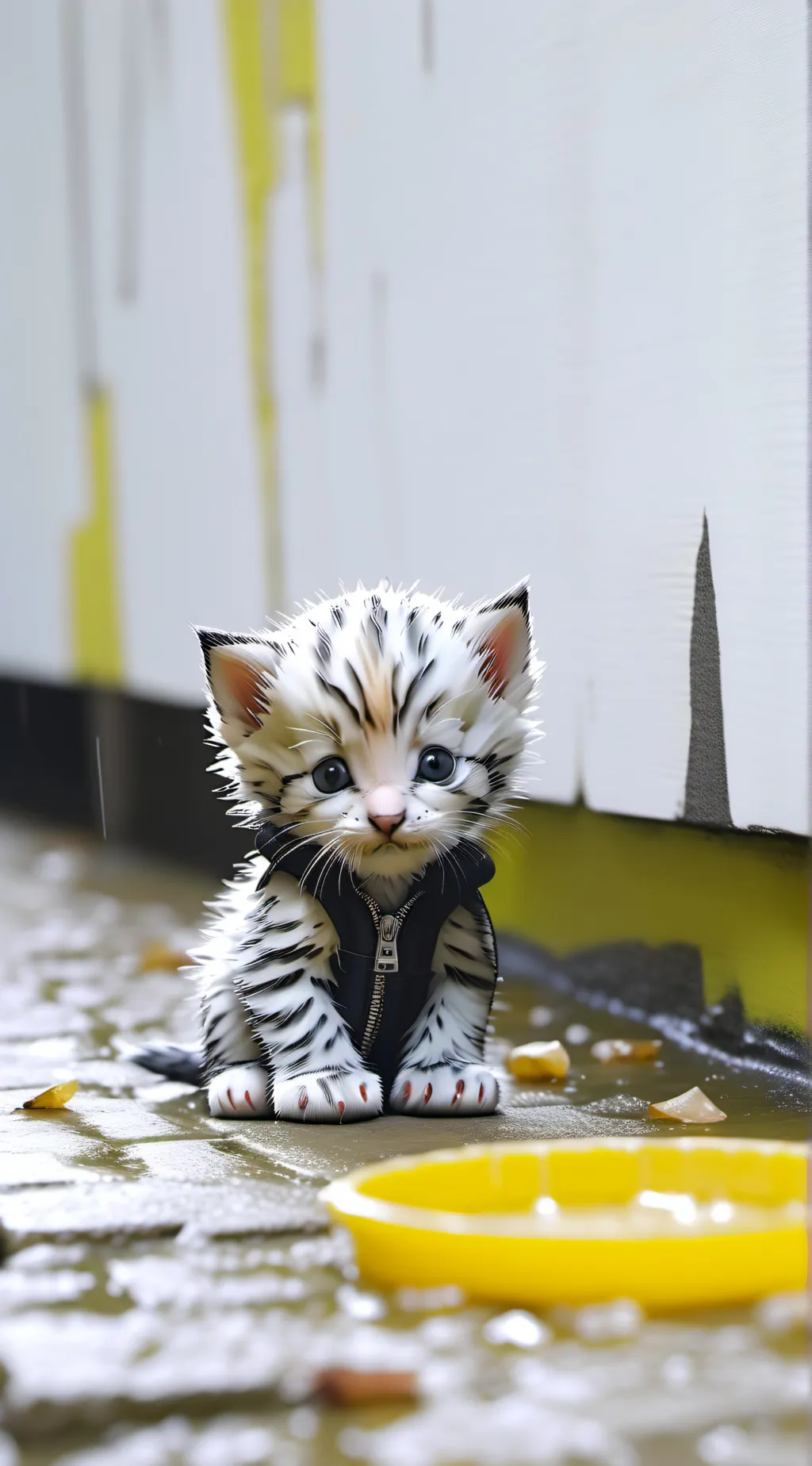 ai character: homeless kitten background