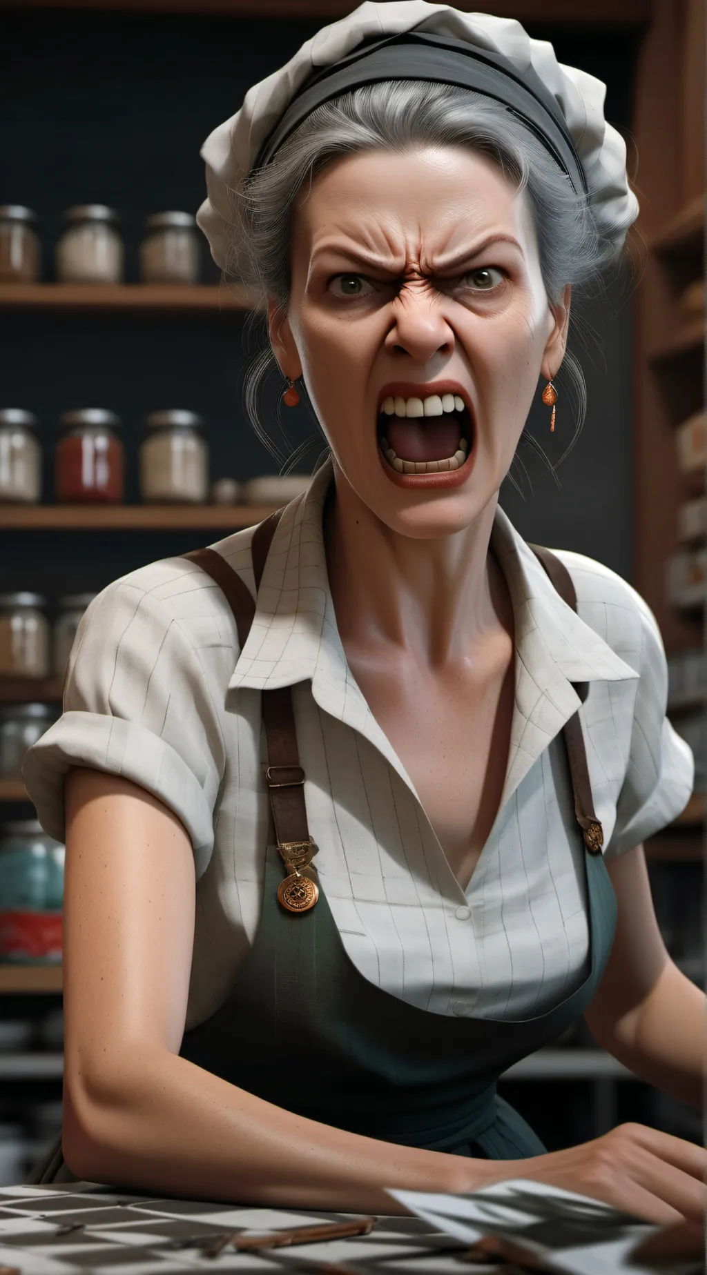 ai character: Mad Karen! background