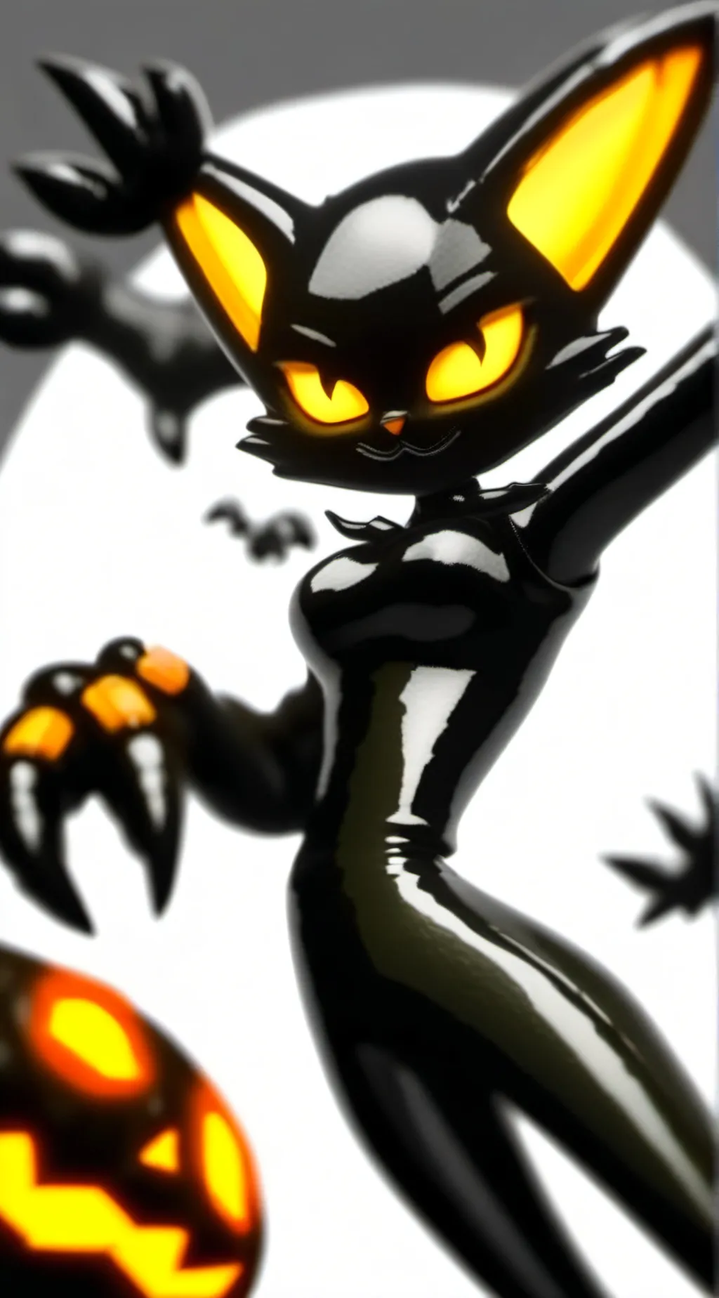 ai character: latex pumpkin cat  background