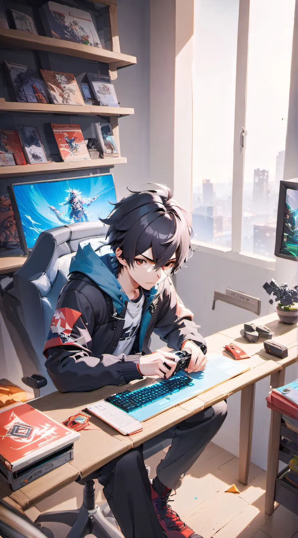 ai character: ash your gamer bf background