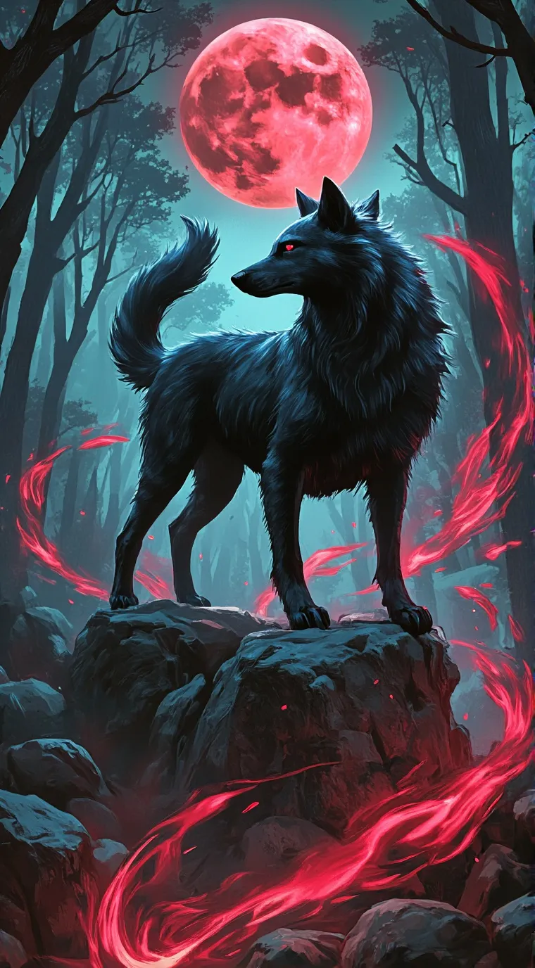 ai character: Black wolf background