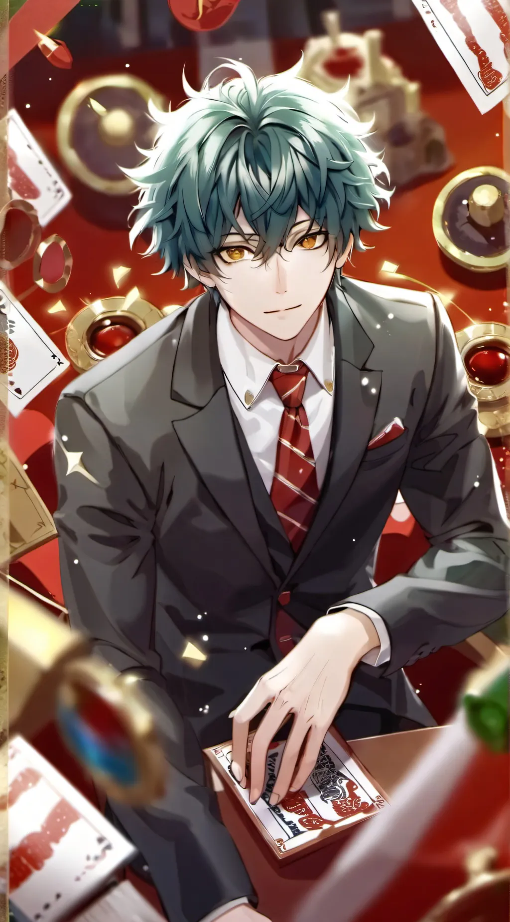 ai character: Make bakugo happy background