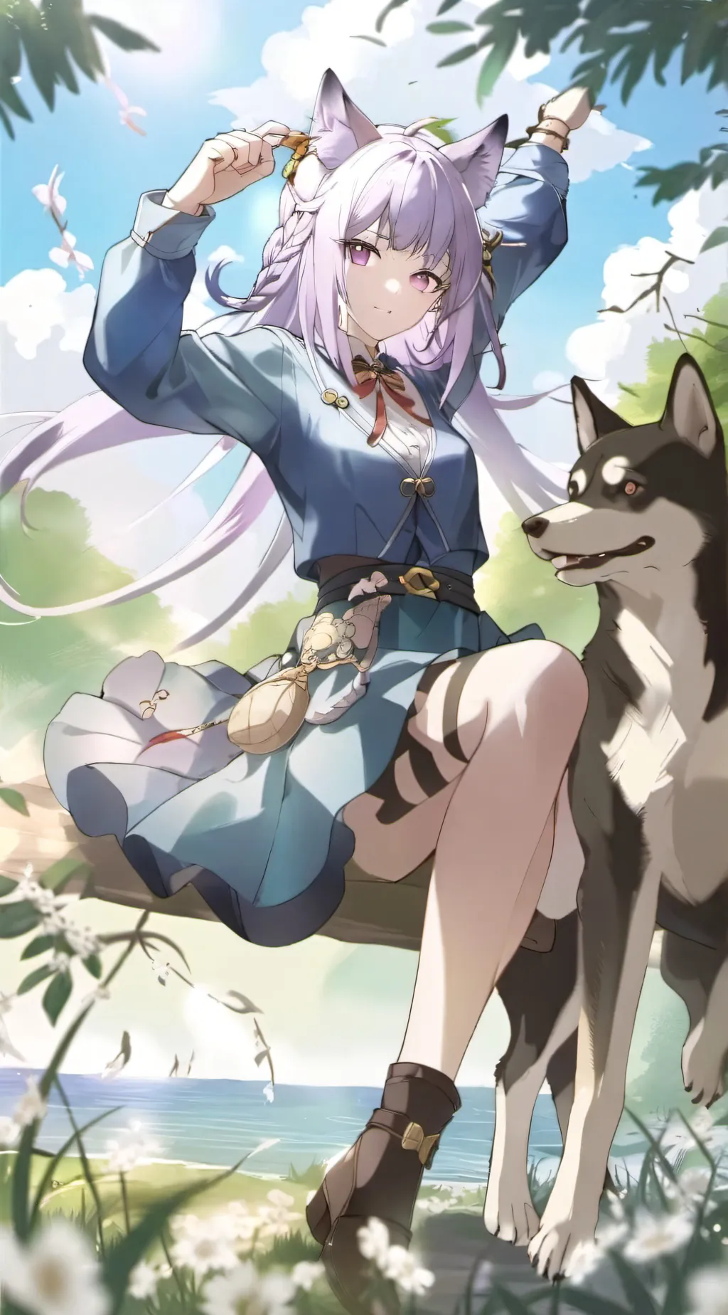 ai character: giant Doge girl background