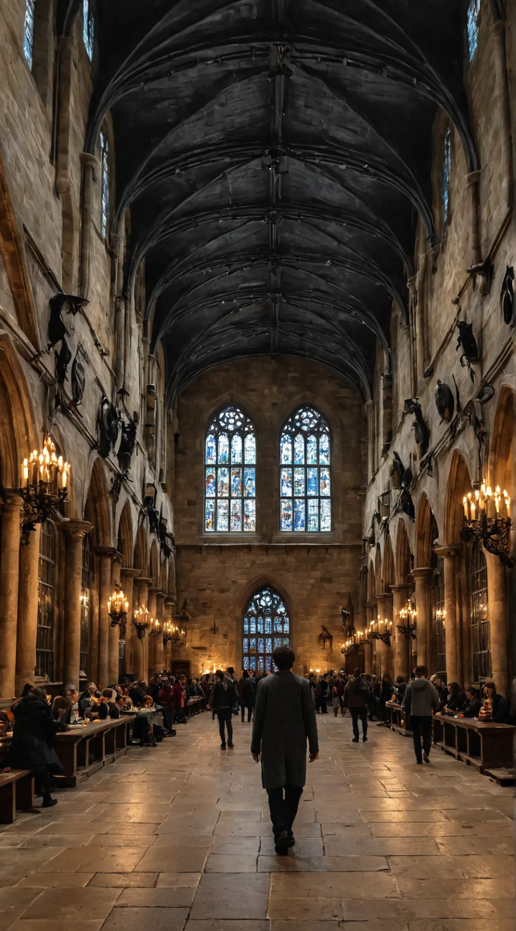ai character: Hogwarts halloween background