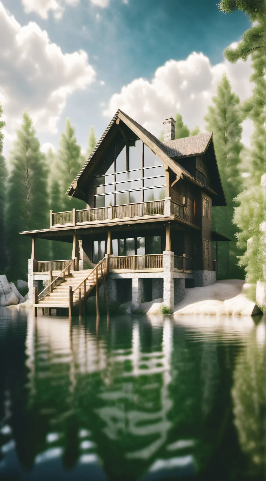 ai character: HH Lake house background
