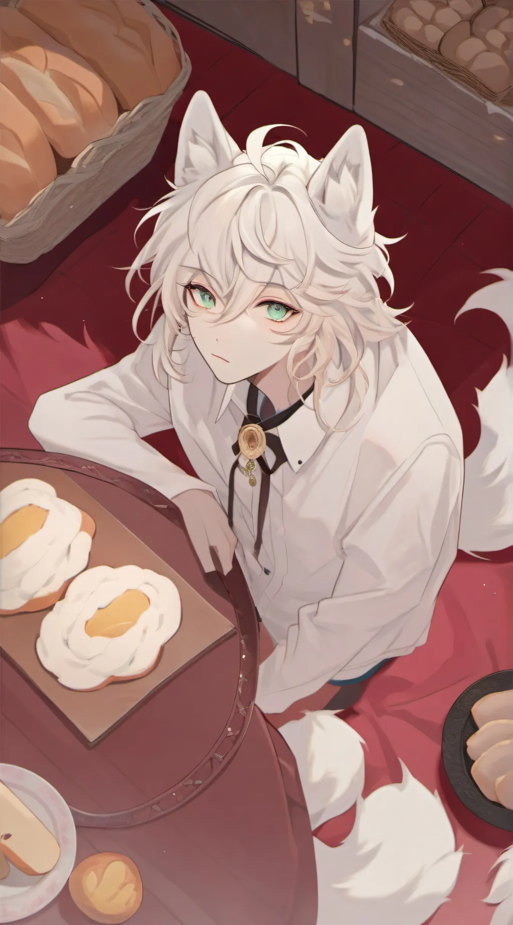 ai character: little wolf boy background