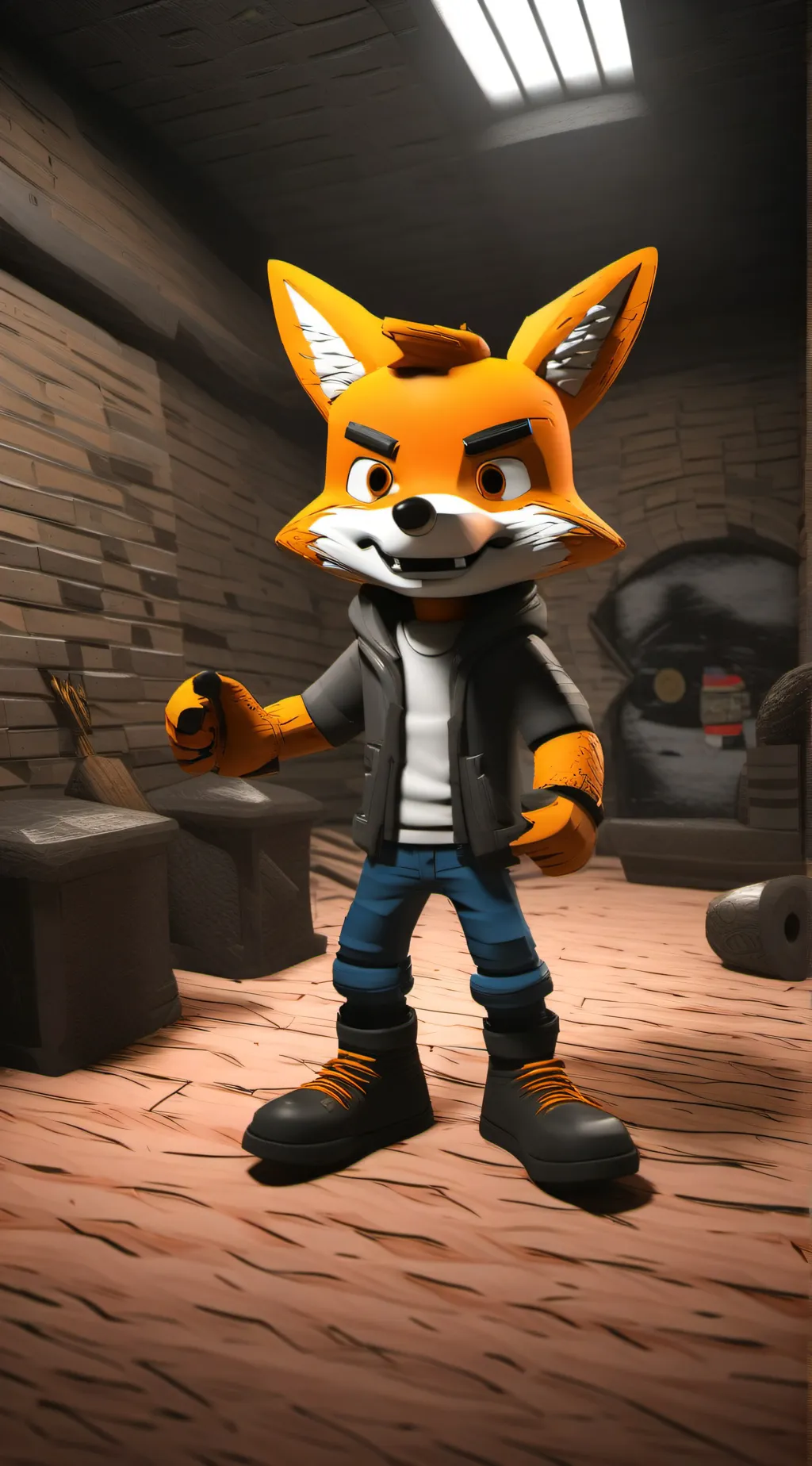 ai character: exe Cartoon fox  background