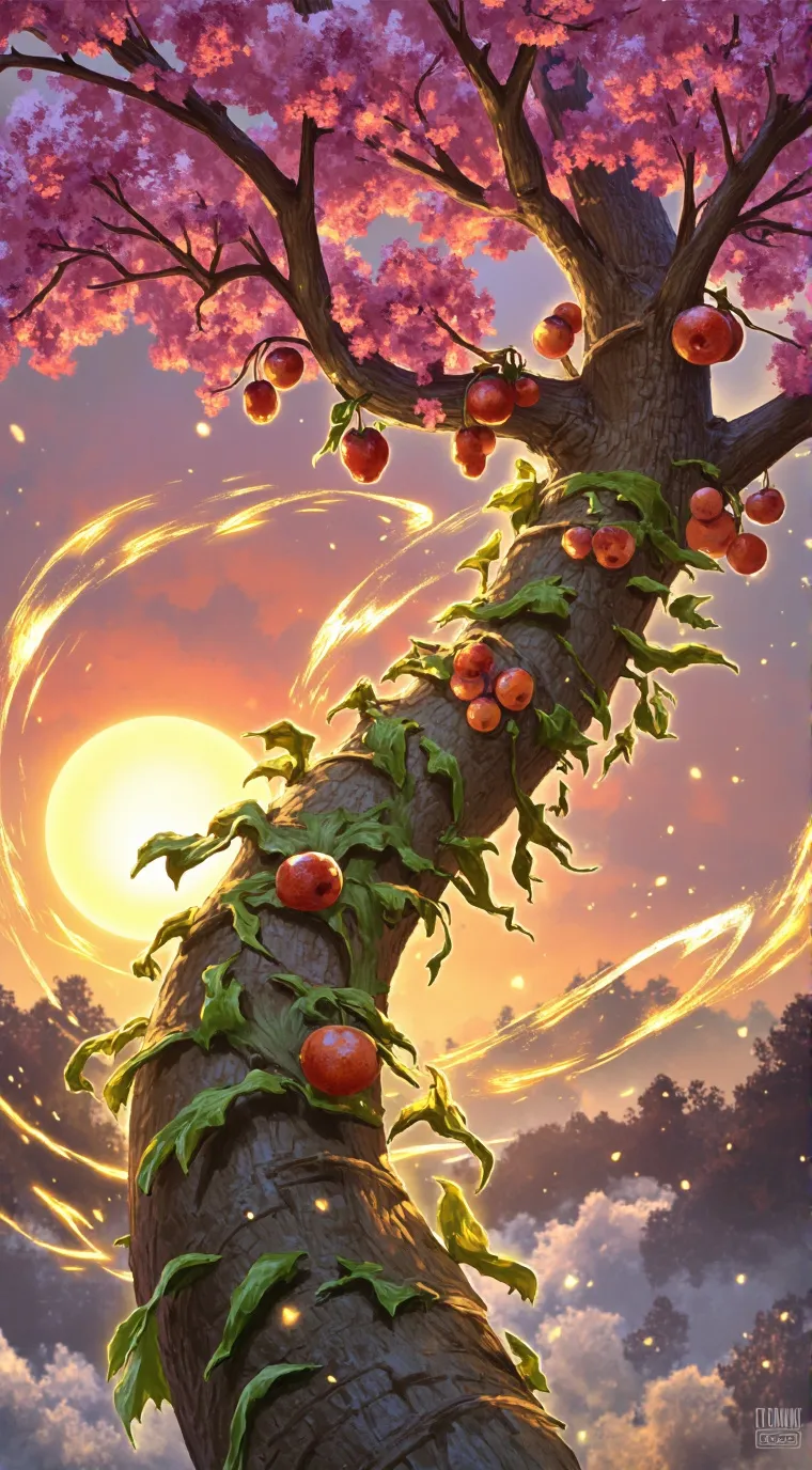ai character: Fruit vines  background